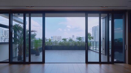 the role of artificial intelligence in enhancing the ventilation system of terrace spaces through aluminum folding doors for optimal indoor comfort - obrazy, fototapety, plakaty