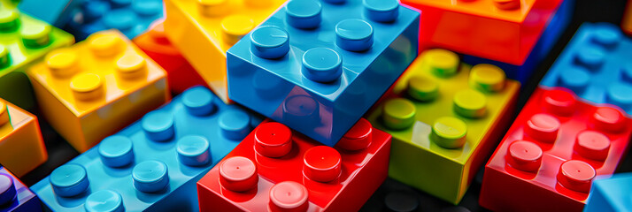 Colorful Toy Blocks on a Bright Background, Encouraging Creativity and Learning Through Play in a Childs Development
