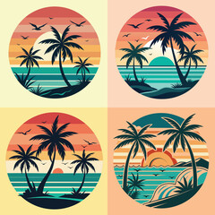 Tropical island set. Vector illustration. Summer t shirt 