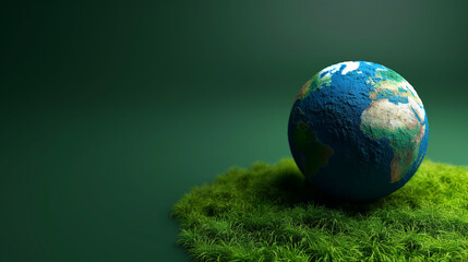 Fototapeta premium World earth day background with globe on green grass , Saving water or world Environment day concept, copy space for text