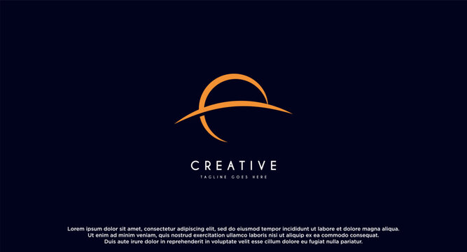 Planet with line horizon logo design vector inspiration.