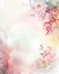  Watercolor Floral Sakura Background for Artistic Design