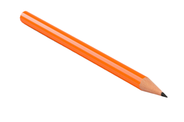 Orange Pencil With Black Tip. On a White or Clear Surface PNG Transparent Background.