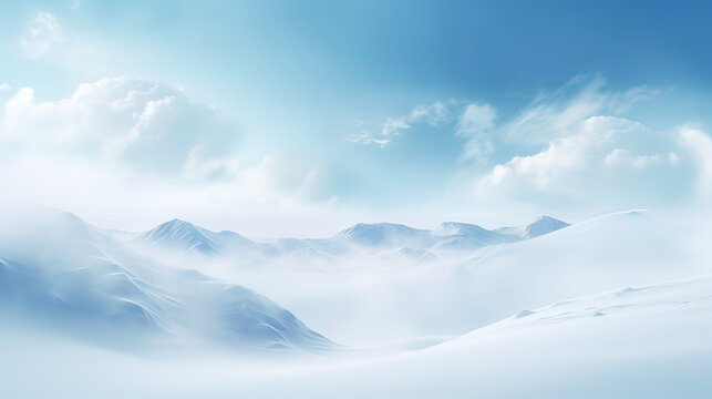 An abstract representation of a fluffy snow scene, with gentle white and blue hues creating a cool and peaceful winter ambiance background Ai Generative