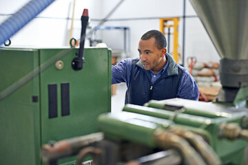 Engineer, factory and machine with warehouse, work and manufacturing industry maintenance. Professional man, tradesman and system with equipment, repair and technology with contractor career or job