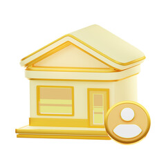 3D Illustration of a cozy house with account symbol, perfect for real estate icon