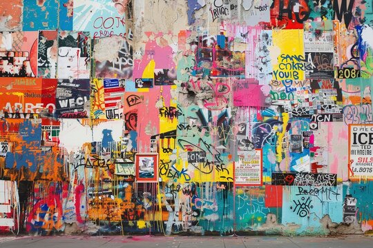 Urban Graffiti Collage Wall