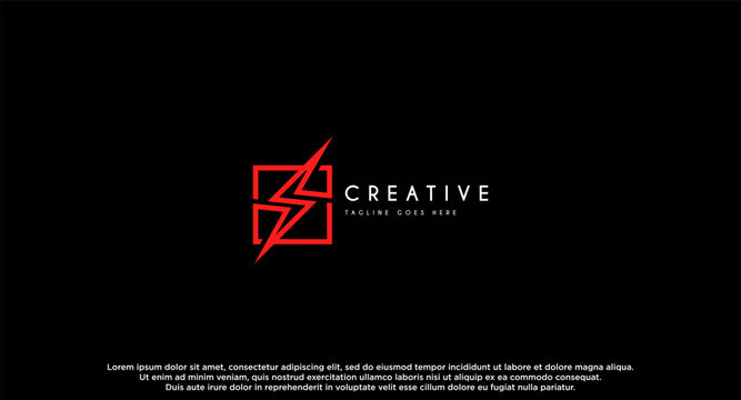 Initial Letter S with thunder, bolt, lighting logo design vector inspiration.