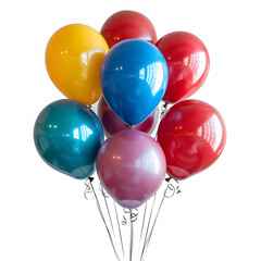 Colorful balloons isolated on white background, space for captions, png
