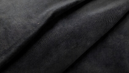 Panoramic close-up texture of natural weave cloth in dark and black color. Fabric texture. Generative AI.