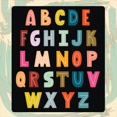 Funny ABC vector design. Cartoon funny alphabets. Vector fonts.