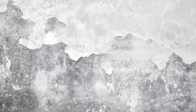 Panorama of Old cement wall painted white, peeling paint texture and background. Generative AI.