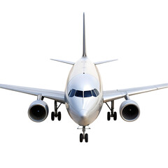 Fototapeta premium flying airplane set of realistic images on transparent background