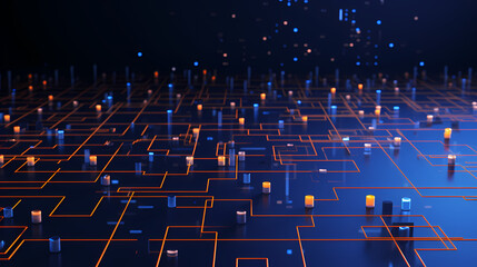 Fototapeta premium Tech Grid Artificial Intelligence Abstract Background