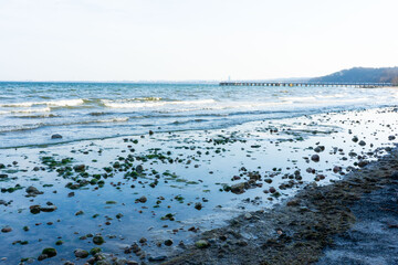 beach and sea,  sand, sky, nature stones