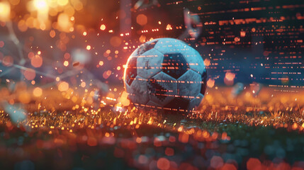 A soccer ball is on a field with a blurry background - 770555540