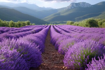 Enchanting Provencal lavender fields in full bloom, illustrating the scenic beauty and aromatic traditions of the French countryside