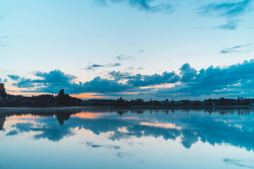 Beautiful morning skyline over the river