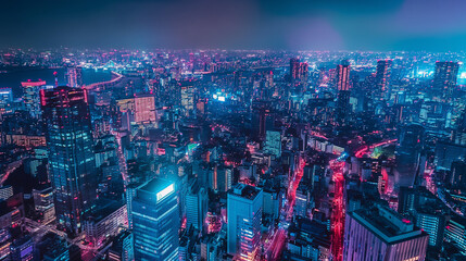 topview Vibrant and Energetic City at Its Brightest - obrazy, fototapety, plakaty