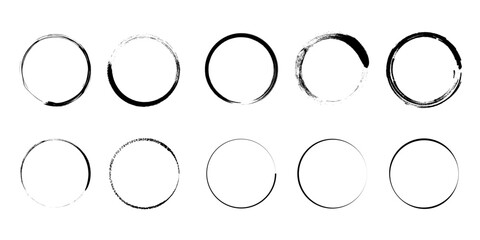Brush circles. grunge circles. Brush circles. Watercolor texture. Ink circles - Stock Vector