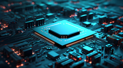 Main microchip on the motherboard - obrazy, fototapety, plakaty