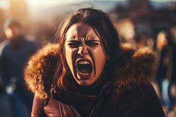 Expression of emotions and anger. A teenager gets angry. Dullness of despair in a child. - obrazy, fototapety, plakaty