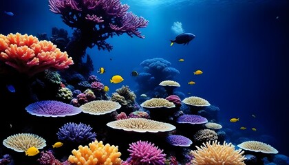Fototapeta na wymiar Coral reef with fish in sea