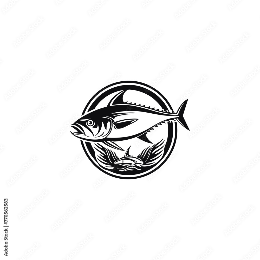 Canvas Prints black tuna fish on a white background.