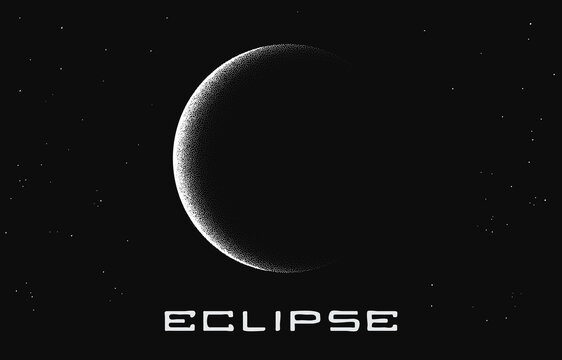 solar eclipse vector illustration.Made by dots