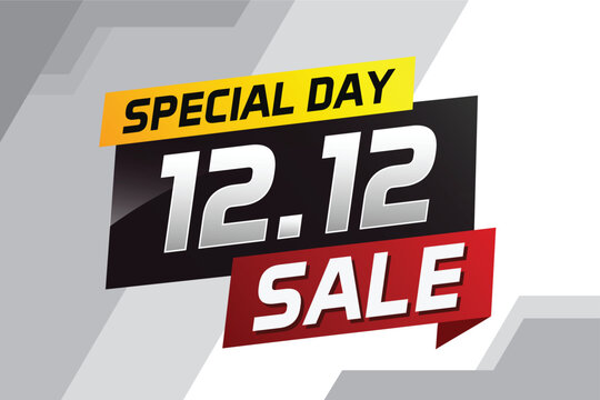 12.12 Special day sale word concept vector illustration with ribbon and 3d style for use landing page, template, ui, web, mobile app, poster, banner, flyer, background, gift card, coupon

