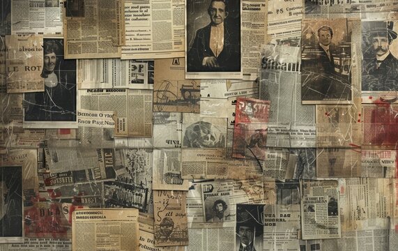 Old yellow crumpled sheets of newspaper background. Textured pages mock up. Seamless loop graphic design. Old fashion style paper. People history concept.