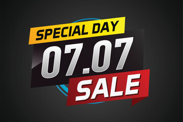7.7 Special day sale word concept vector illustration with ribbon and 3d style for use landing page, template, ui, web, mobile app, poster, banner, flyer, background, gift card, coupon

