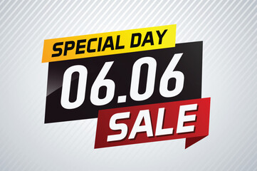 6.6 Special day sale word concept vector illustration with ribbon and 3d style for use landing page, template, ui, web, mobile app, poster, banner, flyer, background, gift card, coupon

