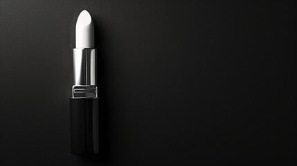 White lipstick on black background. Single object isolated for design projects. Elegant beauty product perfect for makeup concepts. Suitable for stock photos, fashion blogs, and more.
