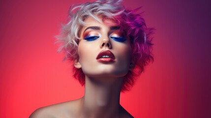 Fototapeta premium Expressive portrait featuring bold makeup