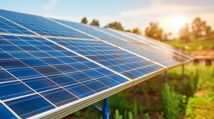 A detailed view of a solar panel installed on a rooftop, showcasing the technology used for harnessing solar energy