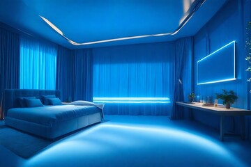Fototapeta na wymiar Blue room, Light style background