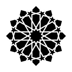 Islamic geometric design element vector illustration black silhouette isolated on white background. Logo icon