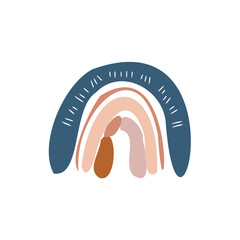 Hand drawn Abstract Rainbows boho style vector illustration 