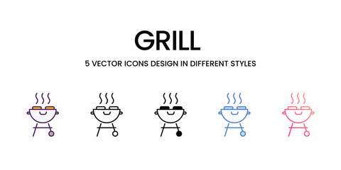 Obraz na płótnie Canvas Grill icons in different style vector stock illustration