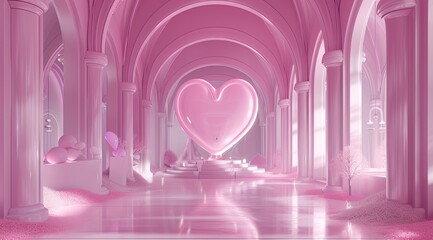 valentine's day valentine's day backdrop 3d rendering abstract background, in the style of confessional, kawaii aesthetic, hall of mirrors, unreal engine 5, pop-inspired installations