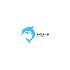 Elegant Blue Dolphin Logo Design on a White Background