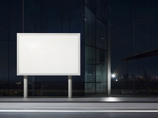 Fototapeta premium blank billboard on the street at night, 3d rendering mock up generated by ai
