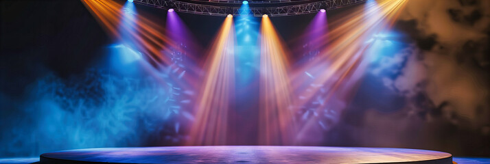 Dynamic Stage with Neon Lights, Setting an Energetic Mood for Live Performances and Exciting Events