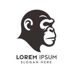 Black and White Silhouette Logo Design Featuring a Gorilla Profile