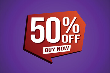 50% fifty percent off buy now poster banner graphic design icon logo sign symbol social media website coupon

