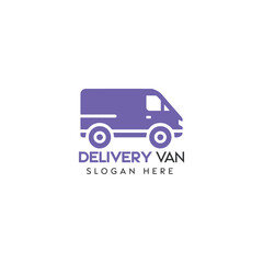 Purple Delivery Van Logo Illustration Depicting Efficient Shipping Services