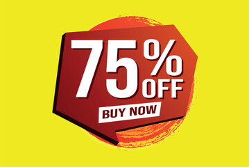 75% seventy five percent off buy now poster banner graphic design icon logo sign symbol social media website coupon

