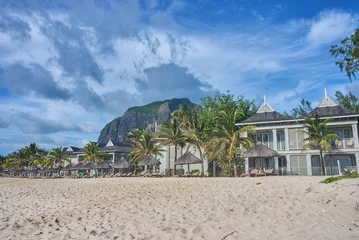 Selbstklebende Tapeten Le Morne, Mauritius Tropical scenery - beautiful beaches of Mauritius island, Le Morne , popular luxury resort