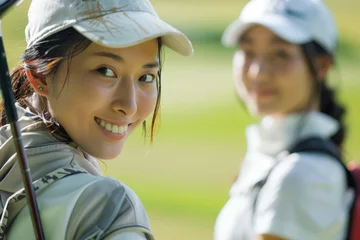 Foto op Plexiglas ゴルフを楽しむ日本人女性（スポーツ・球技・自己研鑽） © Maki_Japan